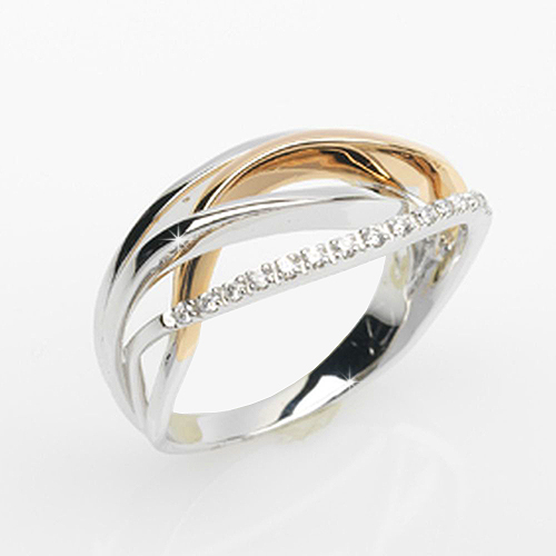 Deluxe Italian 0.12 CT Brilliant Diamond Wedding Ring 18K Gold